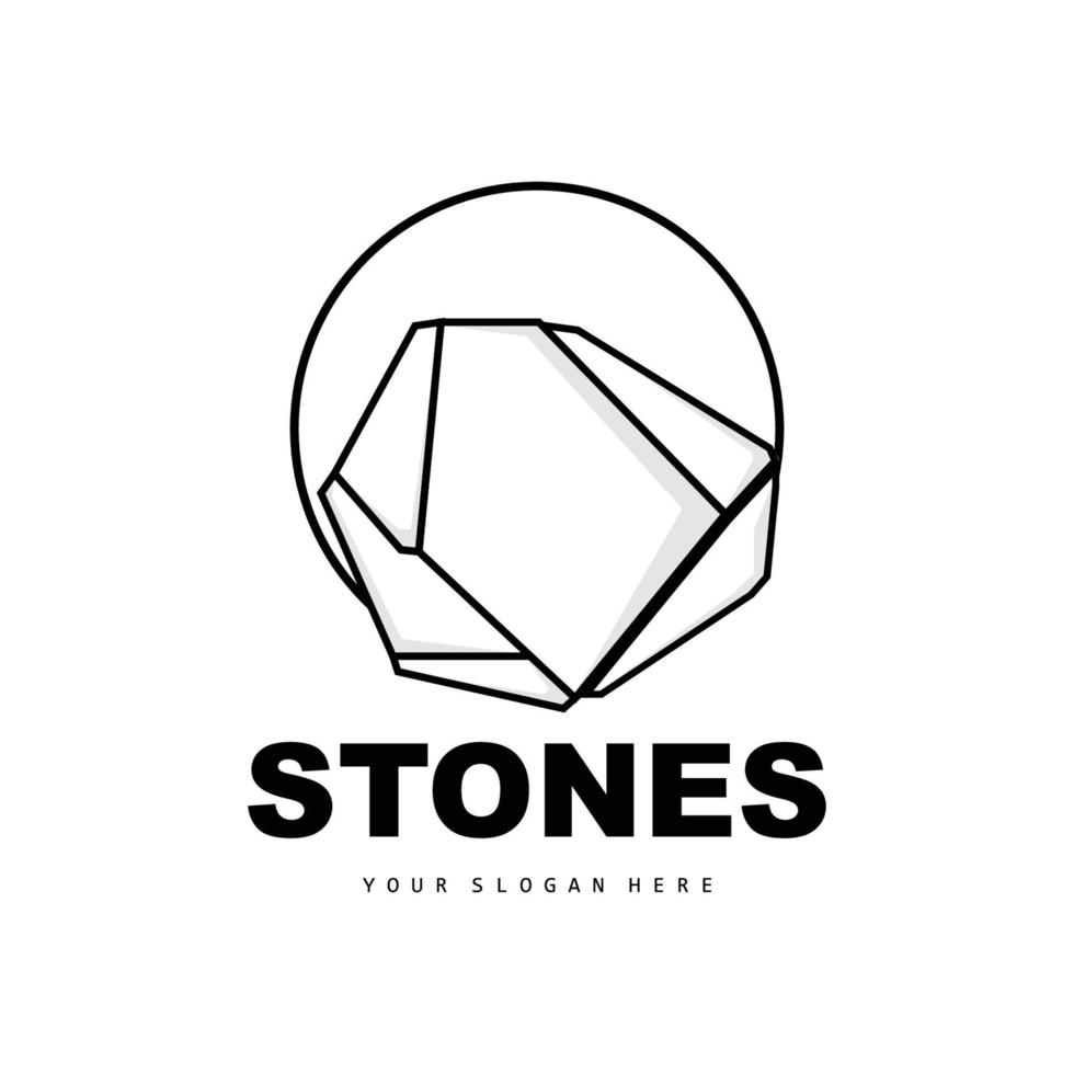 logotipo de pedra, pedra vetorial moderna com estilo de linha de geometria, design para decoração estética, produto moderno de marca, linha de geometria estética abstrata de ícone simples vetor