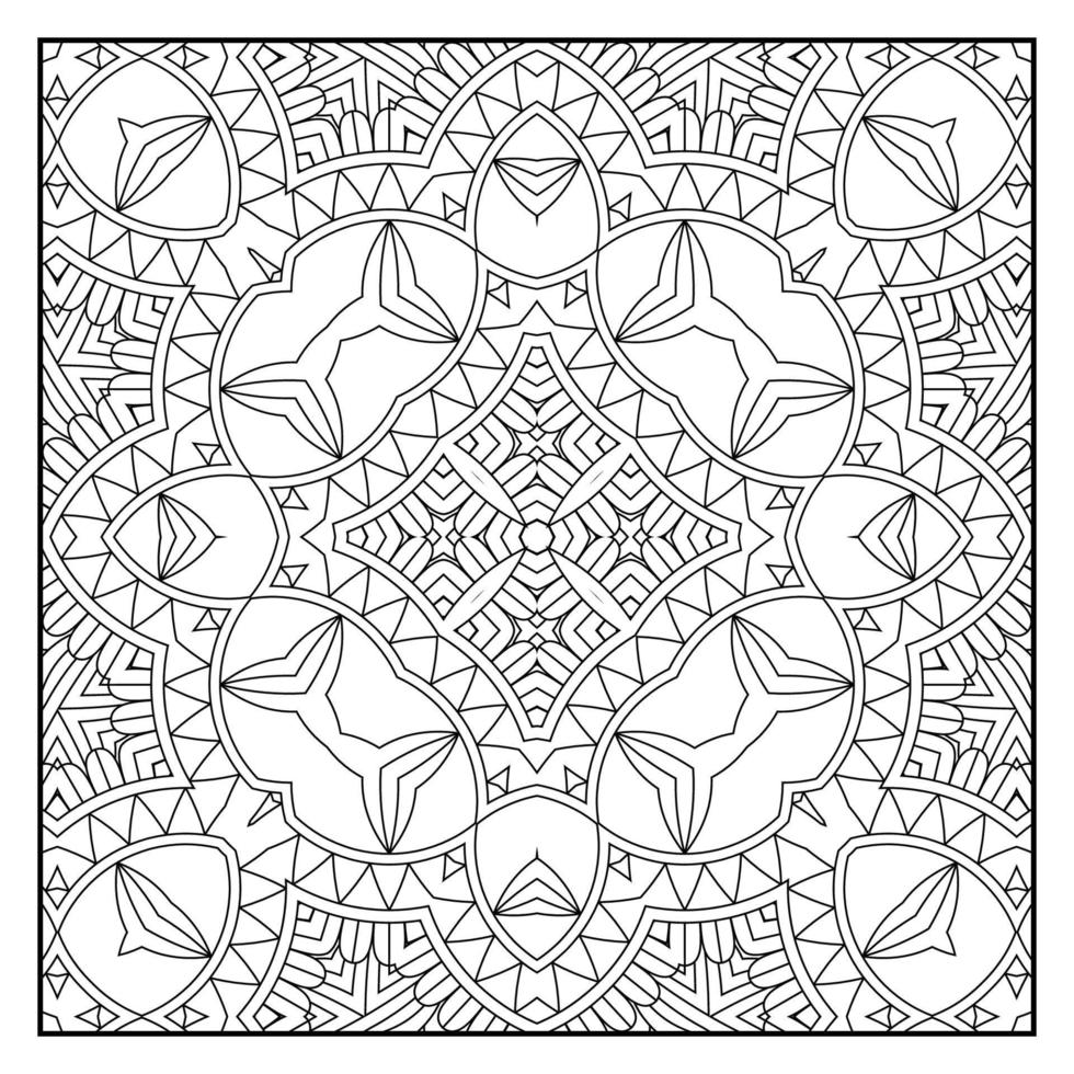 Mandala para colorir para adultos. fundo da mandala. página de coloração de padrão de mandala. mão desenhada mandala padrão de fundo. página de colorir preto e branco vetorial para livro de colorir. vetor