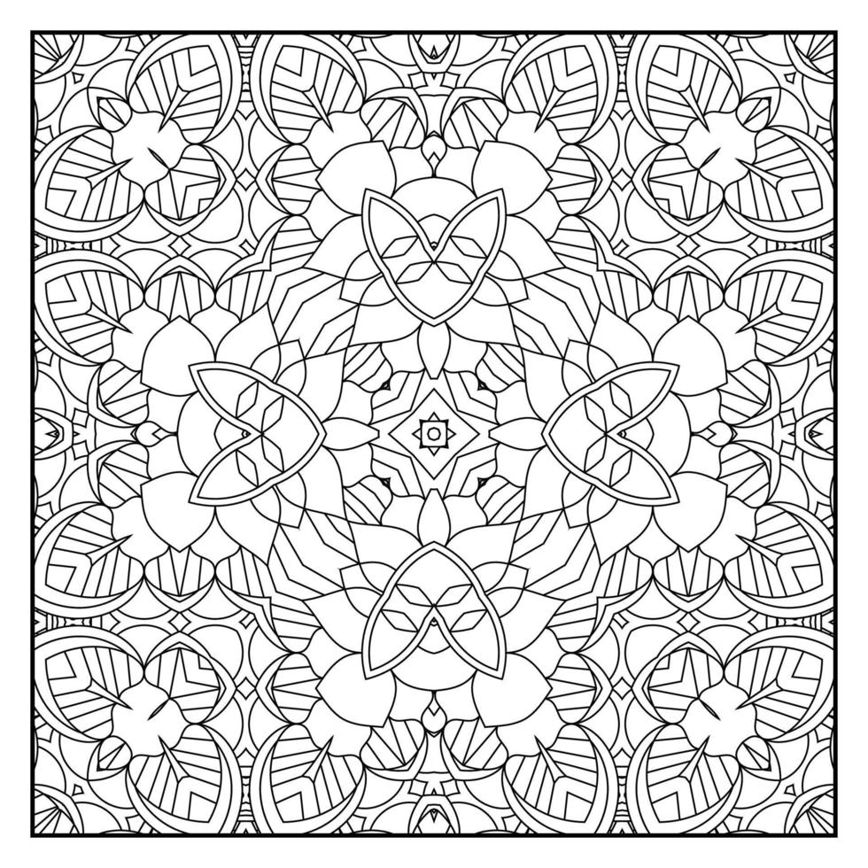 Mandala para colorir para adultos. fundo da mandala. página de coloração de padrão de mandala. mão desenhada mandala padrão de fundo. página de colorir preto e branco vetorial para livro de colorir. vetor