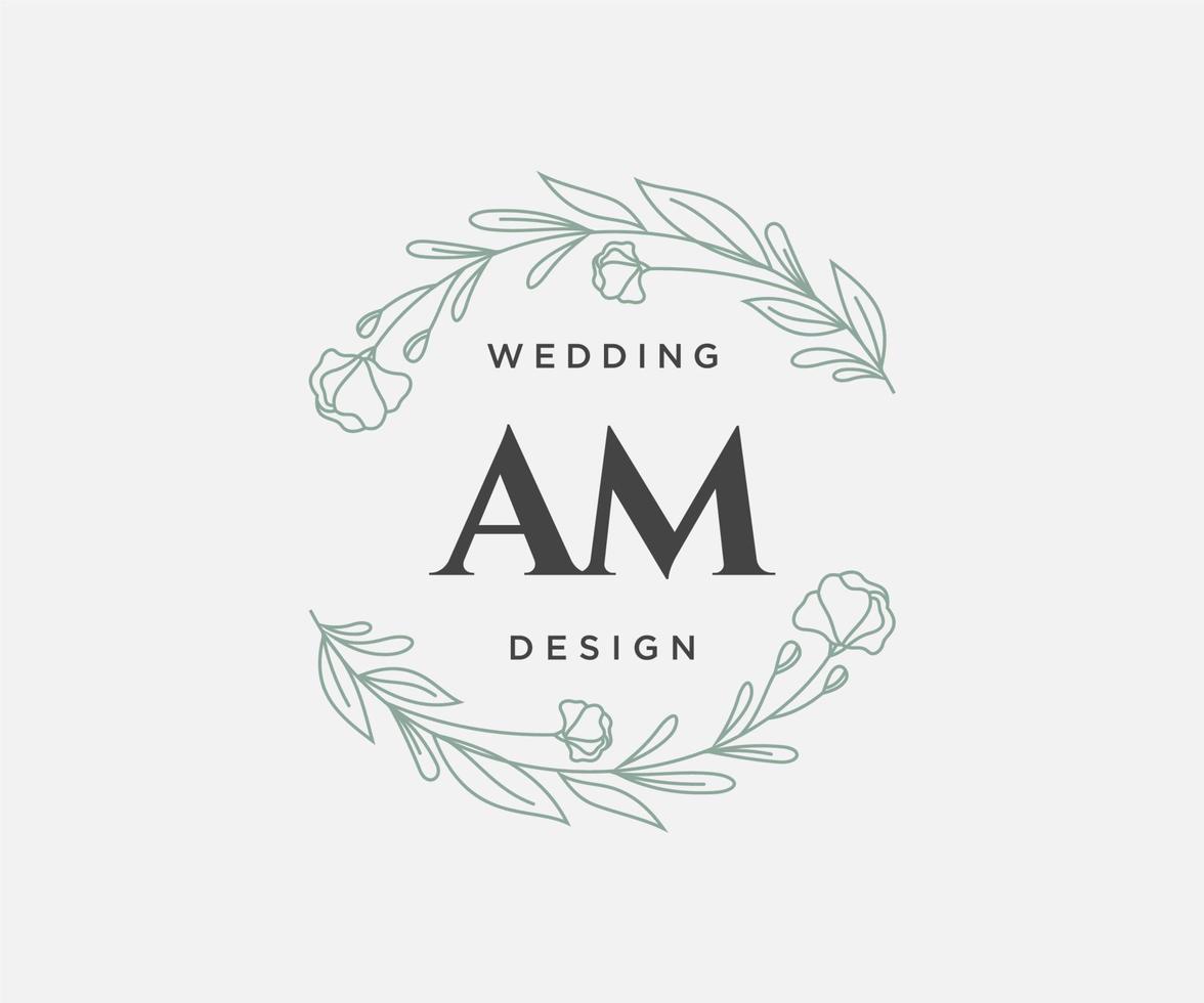 Coleção de logotipos de monograma de casamento de letras iniciais, modelos minimalistas e florais modernos desenhados à mão para cartões de convite, salve a data, identidade elegante para restaurante, boutique, café em vetor