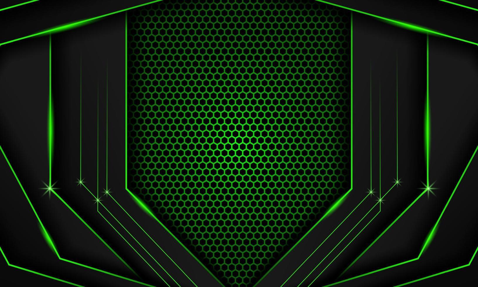 fundo de jogo futurista verde escuro abstrato com padrão de hexágono, fundo geométrico verde escuro para banner ou fluxo offline, modelo de plano de fundo de jogos vetor