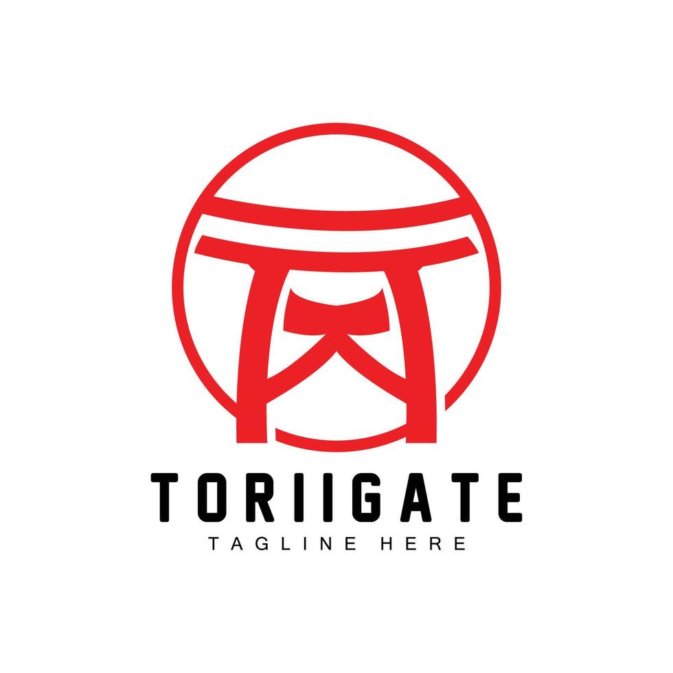 logotipo do portão torii, vetor de ícone do portão da história japonesa, ilustração chinesa, modelo de marca da empresa de design de madeira