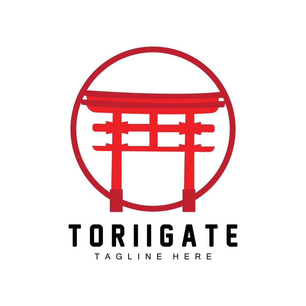 logotipo do portão torii, vetor de ícone do portão da história japonesa, ilustração chinesa, modelo de marca da empresa de design de madeira