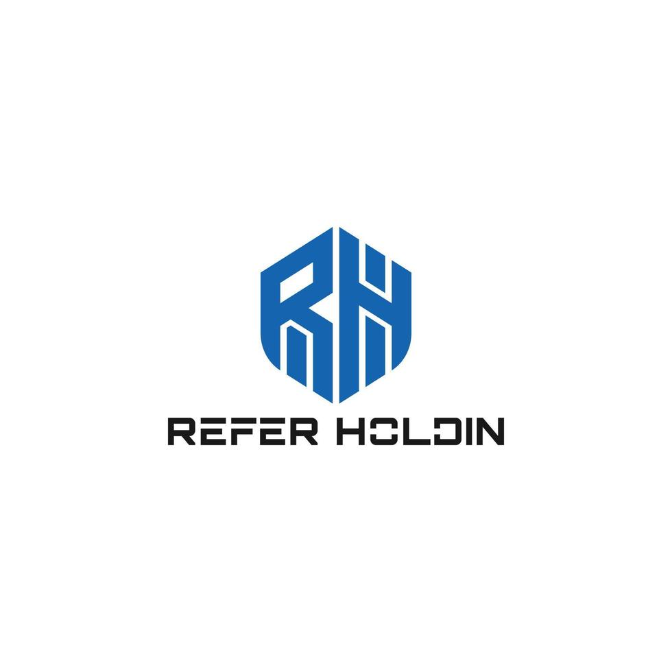 letra inicial abstrata rh ou logotipo hr na cor azul isolado em fundo branco aplicado ao logotipo da empresa de segurança cibernética também adequado para marcas ou empresas com nome inicial hr ou rh. vetor