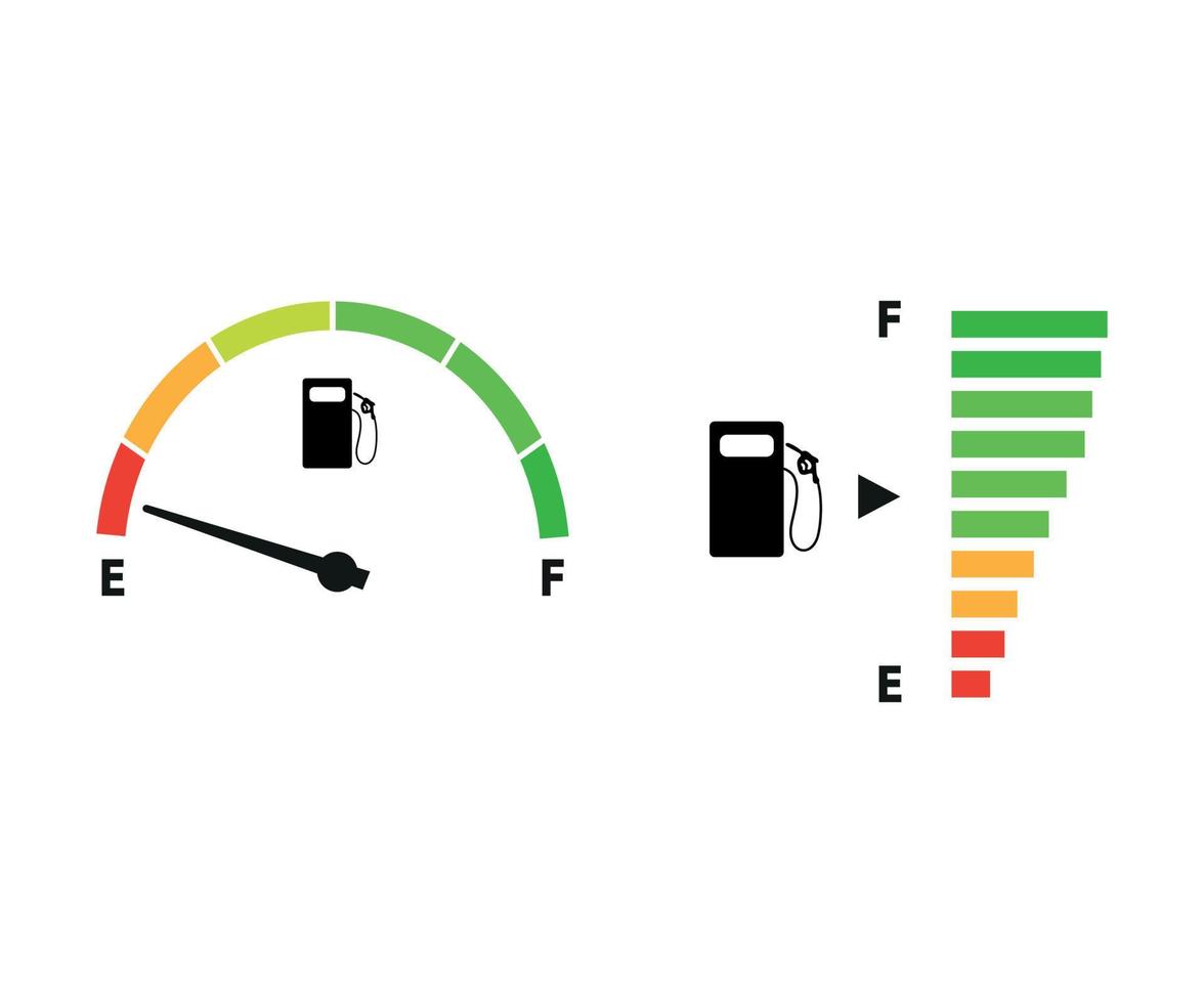 ícone do medidor de combustível. indicador de gasolina isolado no fundo branco. vetor