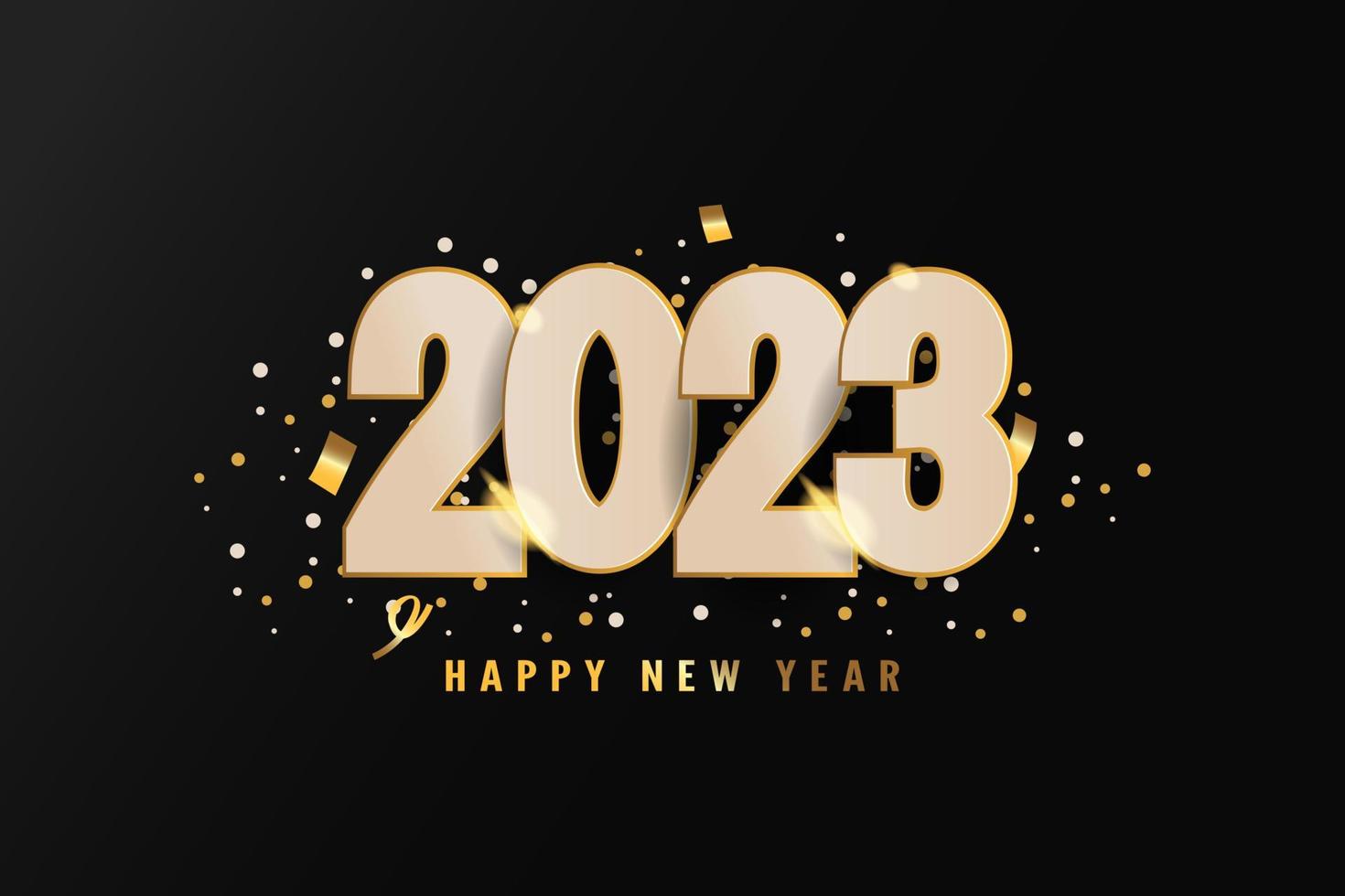 ano novo 2023 com texto dourado vetor