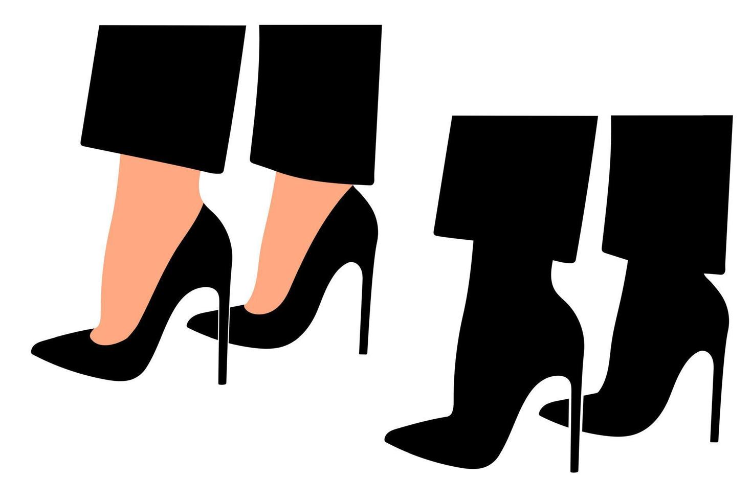 silhueta de sapatos de salto alto nas pernas femininas. modelo de sapato feminino. acessório estiloso vetor