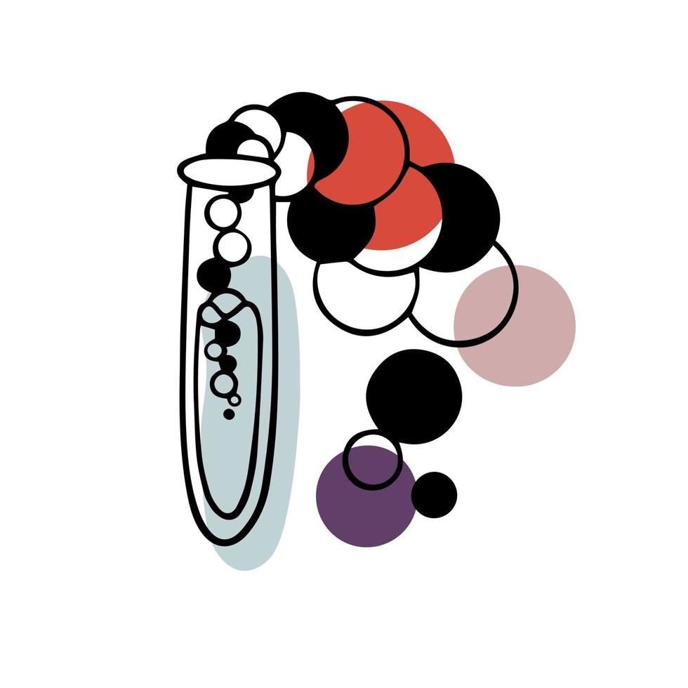 doodle tubo de ensaio químico e líquido vetor