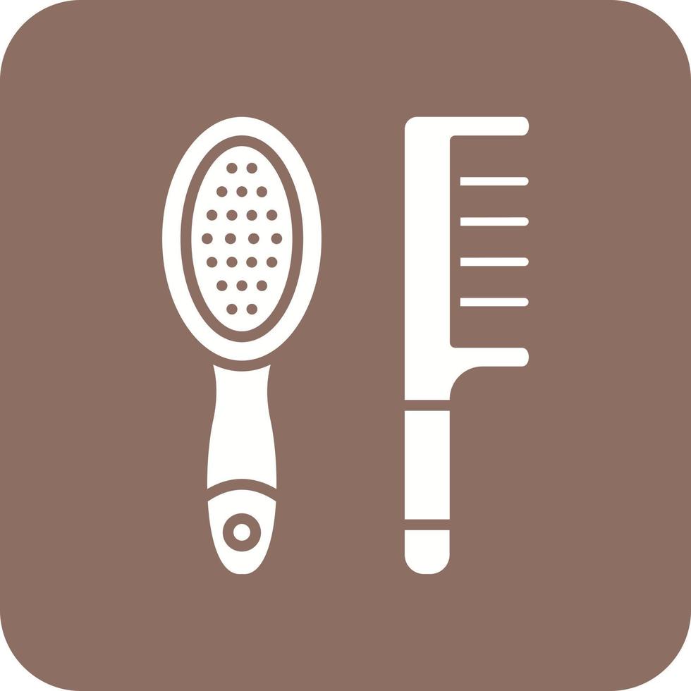 ícone de fundo de canto redondo de glifo de escova de cabelo vetor