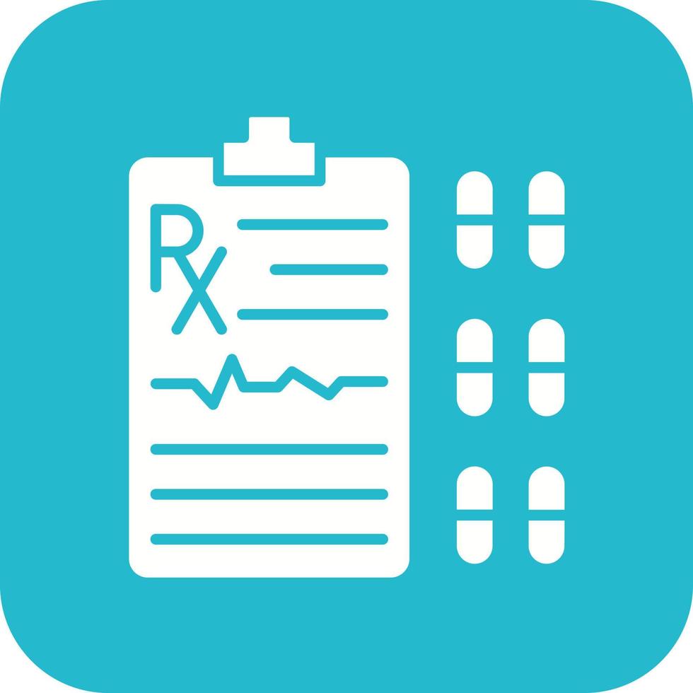 ícone de fundo de canto redondo de glifo de prescrição vetor