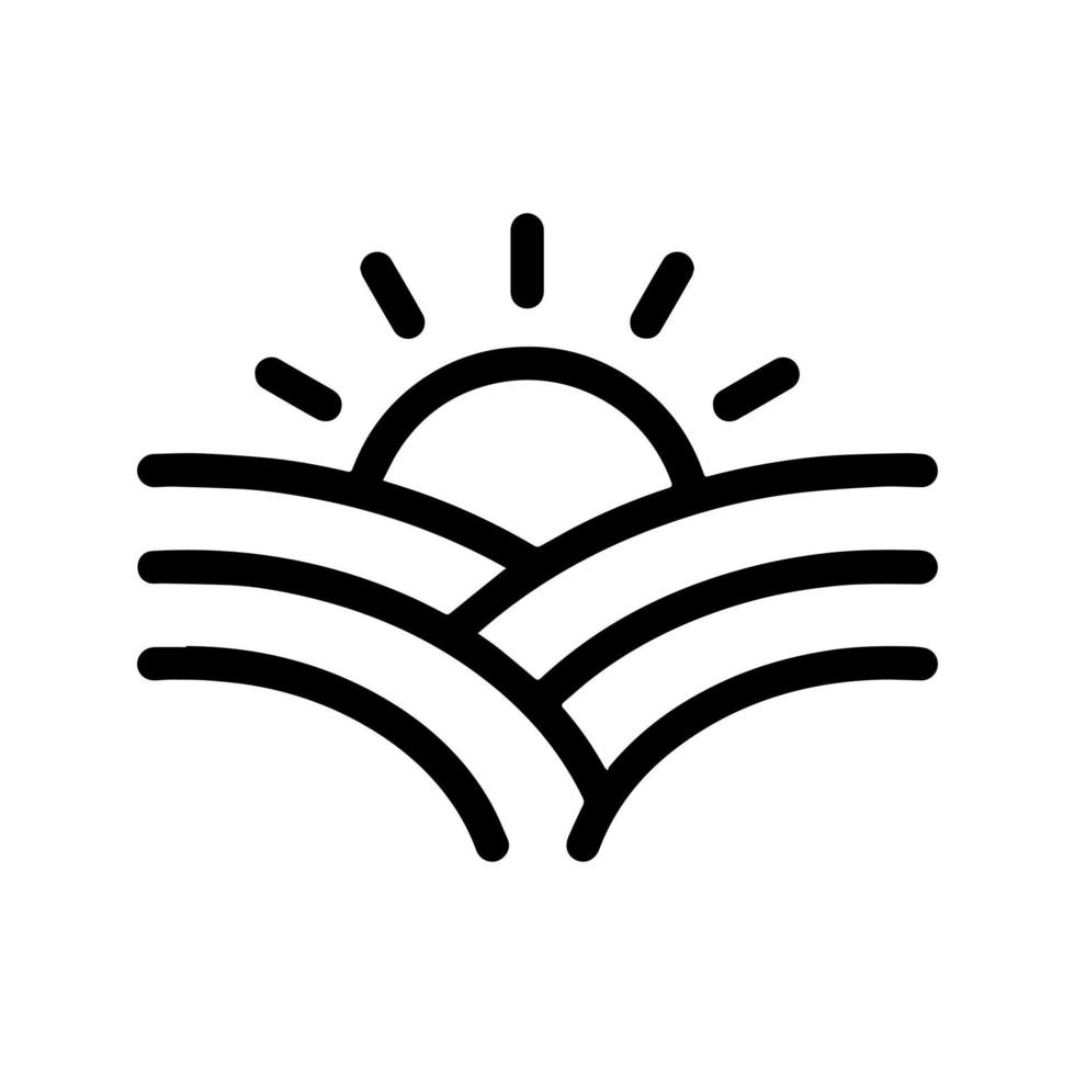 ícone e logotipo do sol e do campo vetor