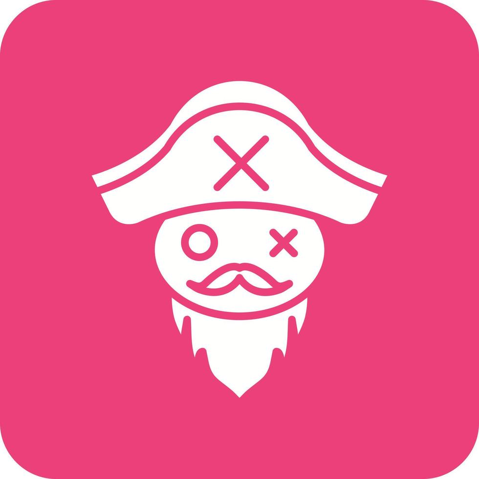ícone de fundo de canto redondo de glifo de barba de pirata vetor