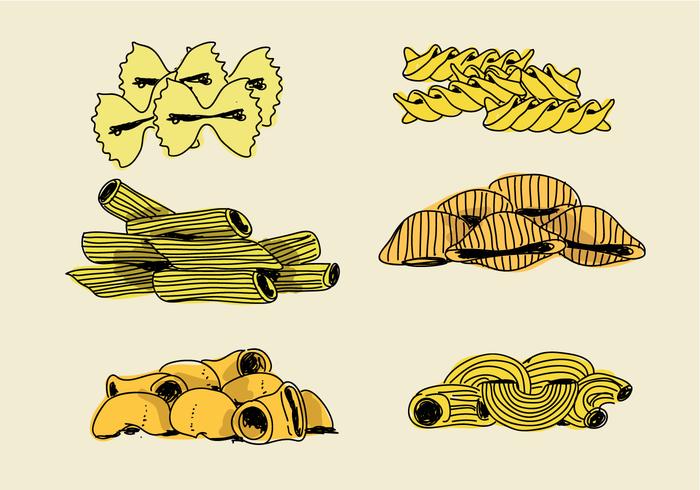 Macarrão Ingredient Hand Drawn Ilustração vetorial vetor