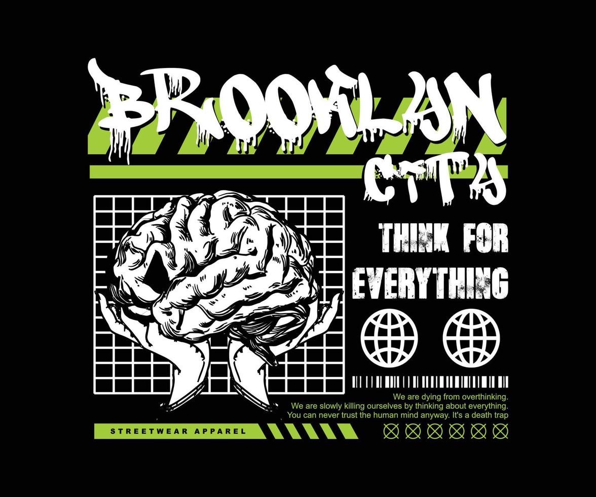 design de camiseta de ilustração vintage da cidade de brooklyn, gráfico vetorial, pôster tipográfico ou camisetas street wear e estilo urbano vetor