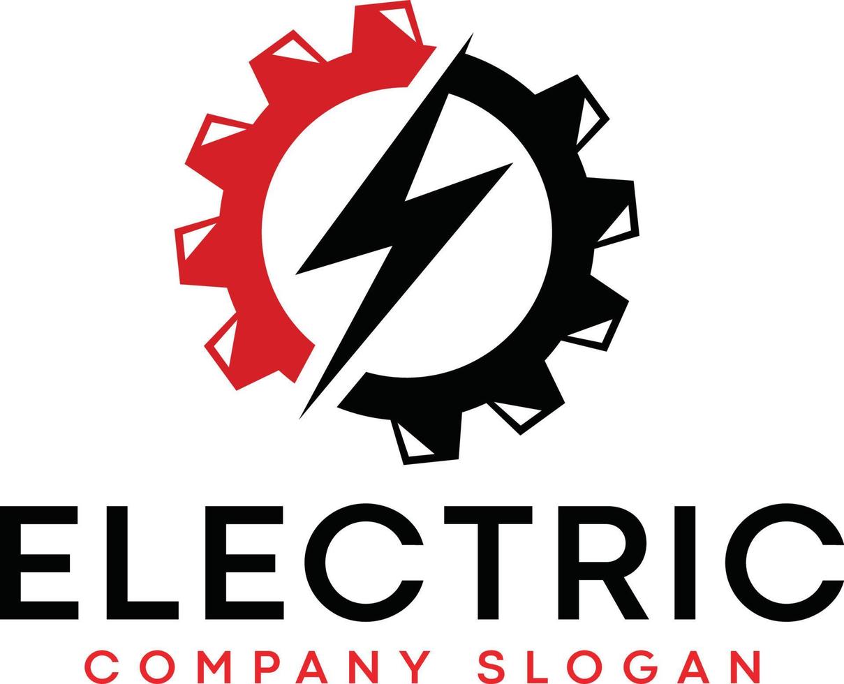 logotipo elétrico de raio de engrenagem com parafuso de iluminação vetor