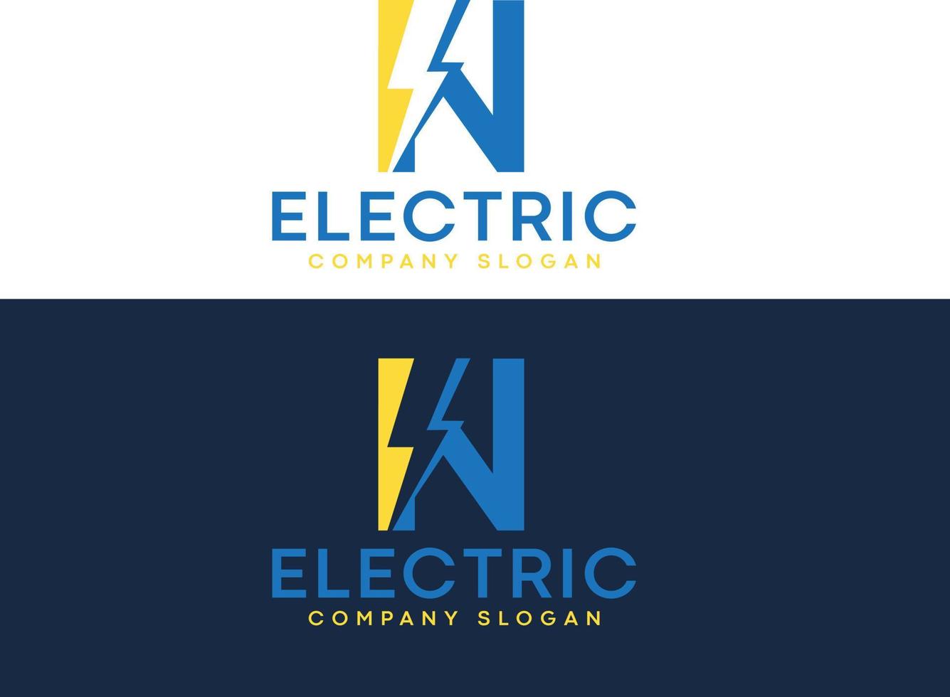 logotipo elétrico da letra n relâmpago com parafuso de iluminação vetor