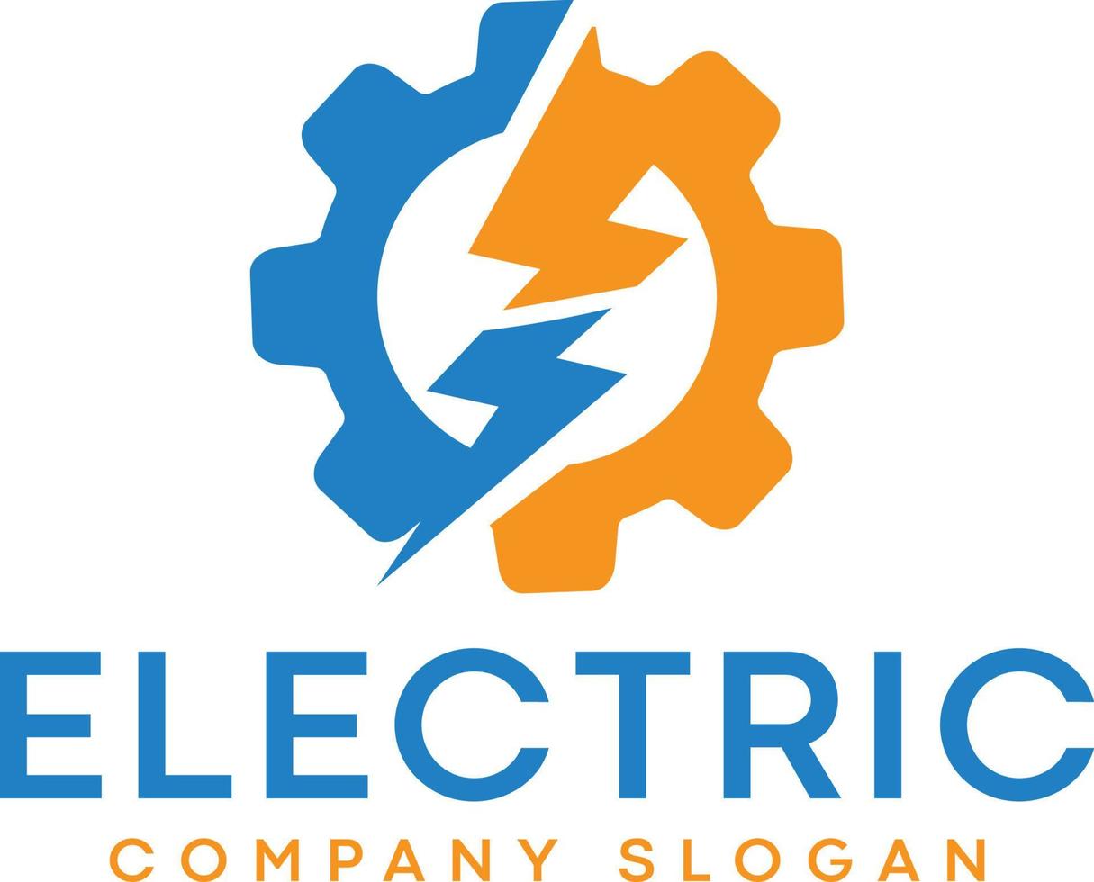 logotipo elétrico de raio de engrenagem com parafuso de iluminação vetor