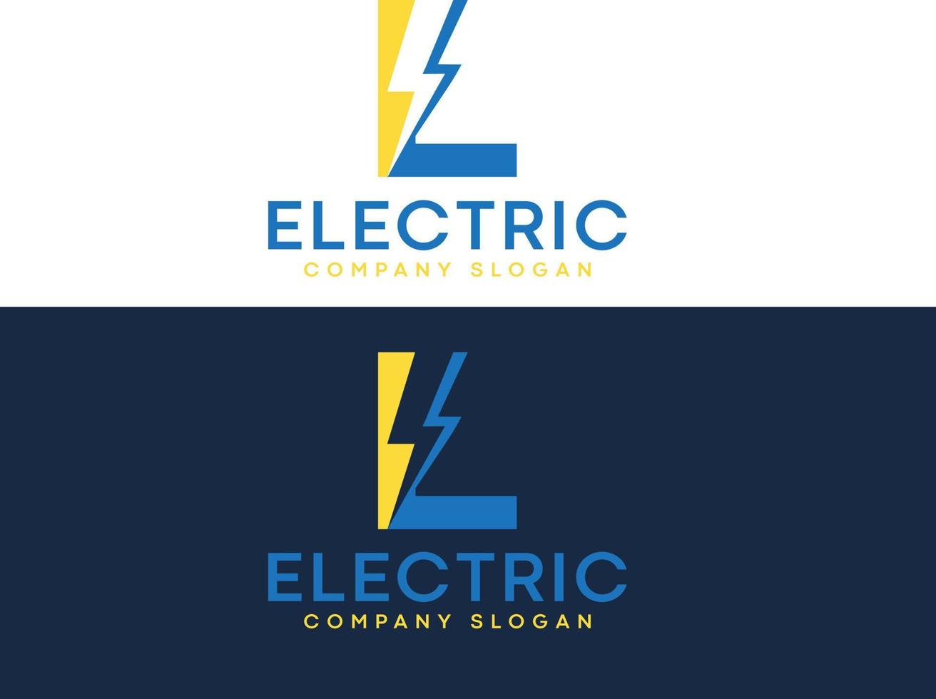 letra l logotipo elétrico relâmpago com parafuso de iluminação vetor