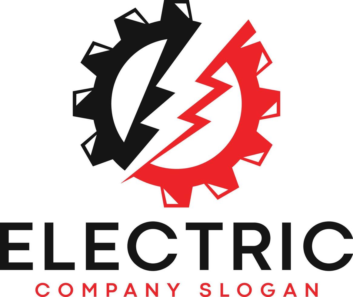 logotipo elétrico de raio de engrenagem com parafuso de iluminação vetor