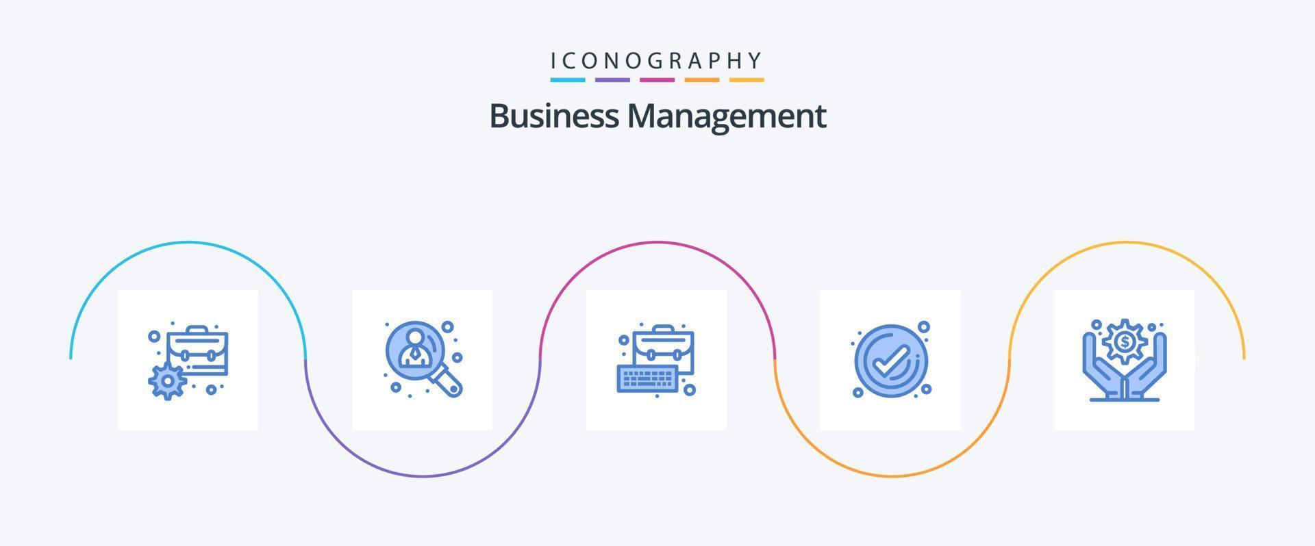 pacote de ícones azul 5 de gerenciamento de negócios, incluindo gerenciamento de negócios. Verifica. o negócio. marcação. o negócio vetor