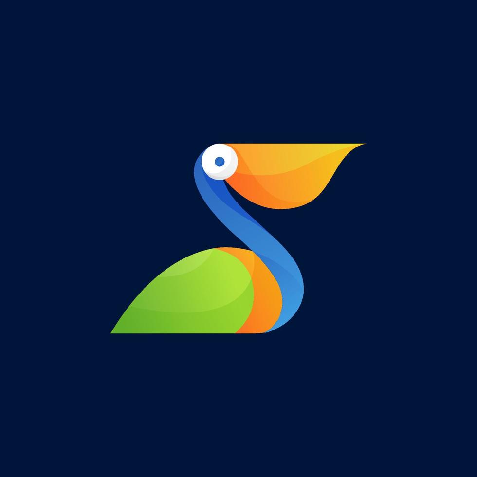 ilustração de logotipo vetorial pelicano elegante gradiente colorido vetor
