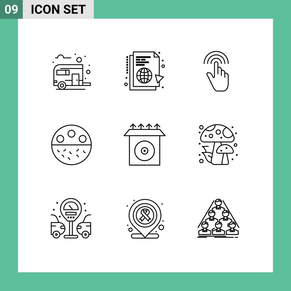 9 pacote de esboço de interface de usuário de sinais e símbolos modernos de elementos de design de vetores editáveis de mão de osso mineral