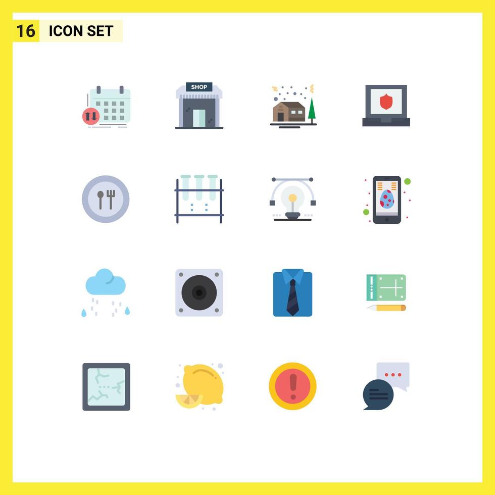 conjunto de pictogramas de 16 cores planas simples de agendamento de loja de negócios pacote editável de natal de elementos de design de vetores criativos