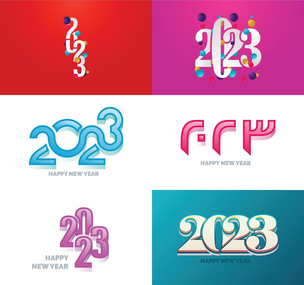 grande conjunto de design de texto de logotipo de feliz ano novo de 2023 modelo de design de número de 2023 vetor