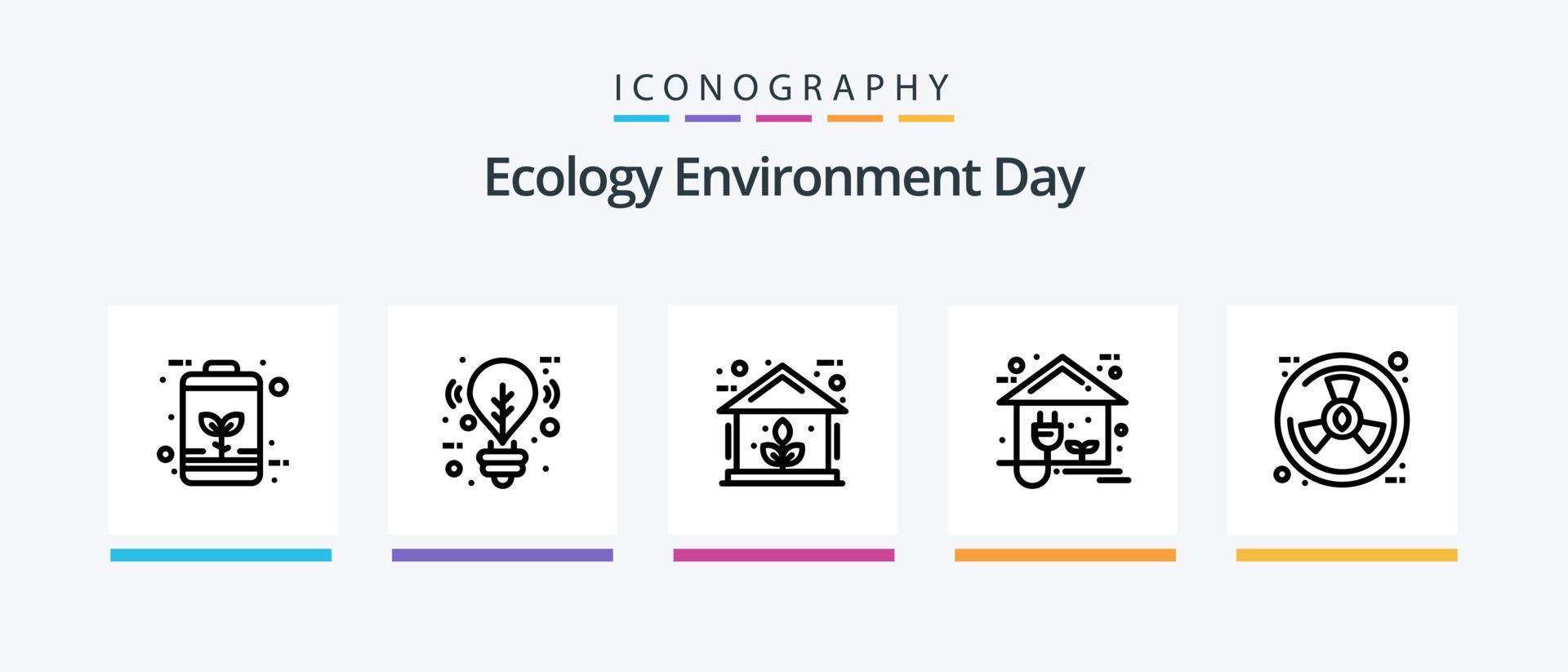 ecology line 5 icon pack incluindo ecologia. carregador. verde. auto. natureza. design de ícones criativos vetor