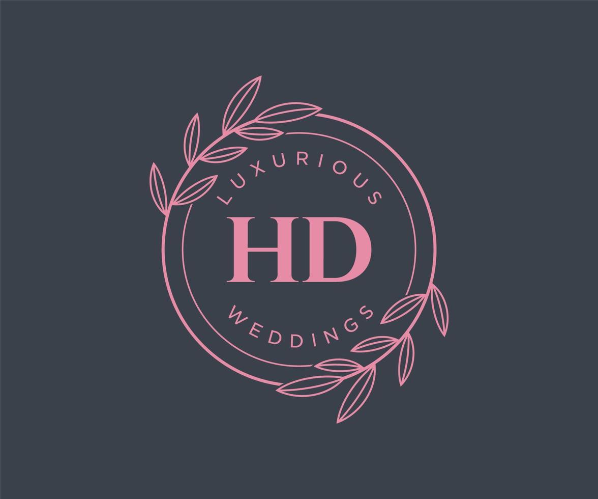 hd letras iniciais modelo de logotipos de monograma de casamento, modelos modernos minimalistas e florais desenhados à mão para cartões de convite, salve a data, identidade elegante. vetor