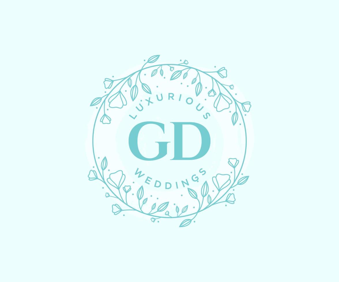 gd letras iniciais modelo de logotipos de monograma de casamento, modelos minimalistas e florais modernos desenhados à mão para cartões de convite, salve a data, identidade elegante. vetor