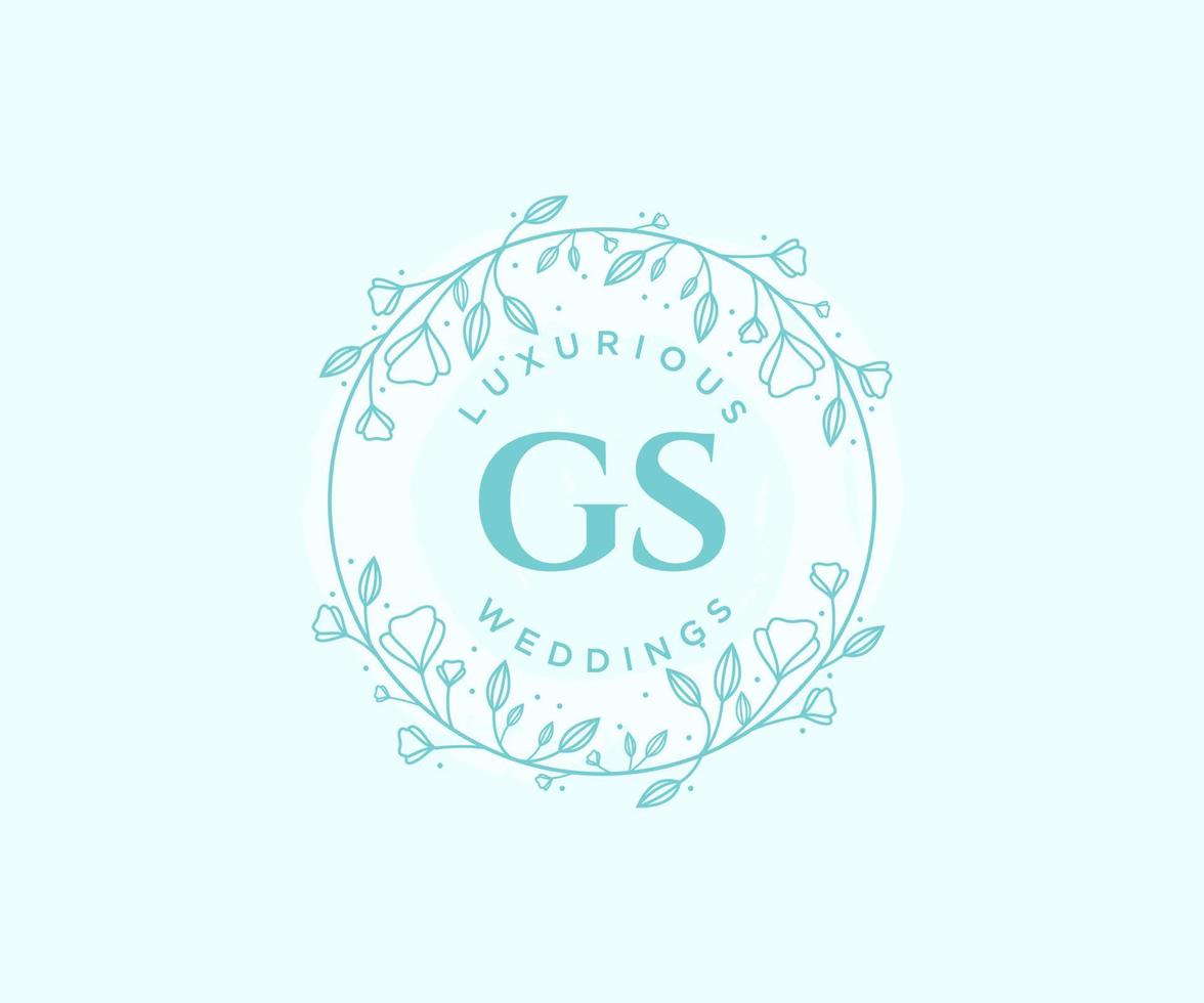 gs letras iniciais modelo de logotipos de monograma de casamento, modelos minimalistas e florais modernos desenhados à mão para cartões de convite, salve a data, identidade elegante. vetor