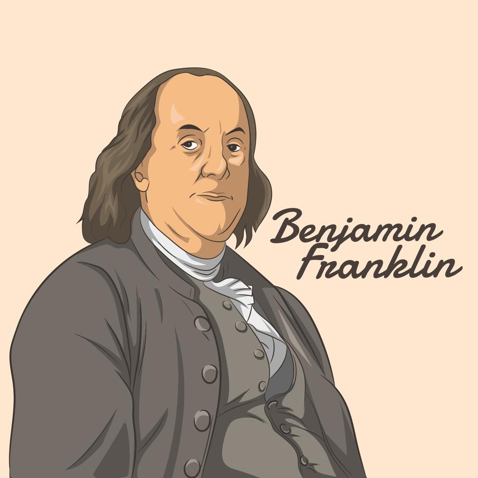 retrato de ilustração vetorial de benjamin franklin vetor