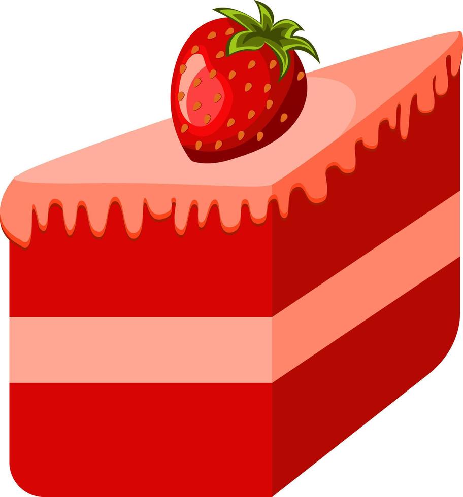 ilustrador de morango de bolo vermelho delicioso um pedaço de bolo hd vetor