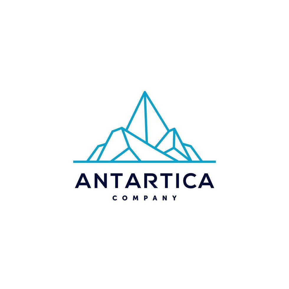 design de logotipo geométrico de iceberg em ilustração de estilo de linha linear da moda, logotipo de arte de contorno de pico de gelo de montanha abstrata vetor