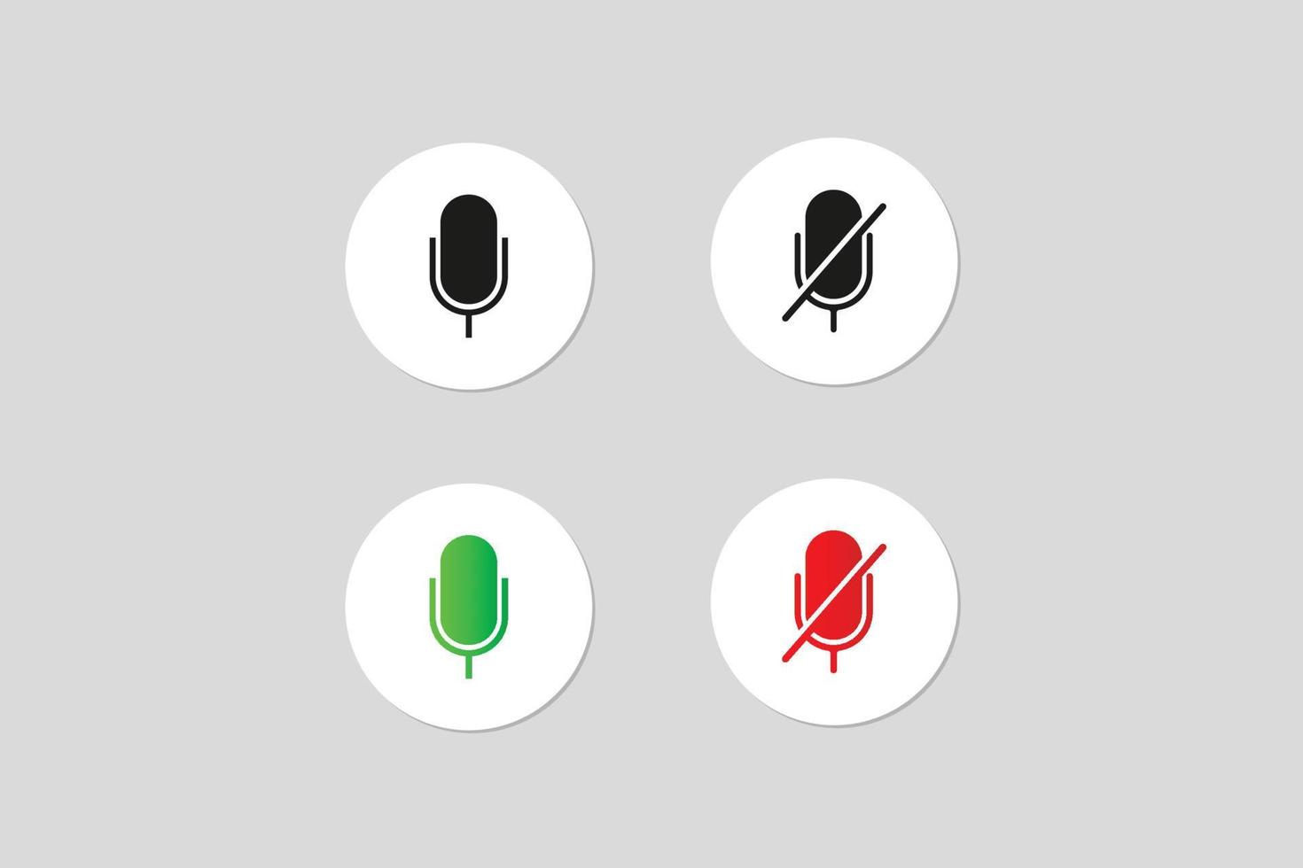 som do microfone dentro e fora do vetor premium de botões de ícones verdes e vermelhos.