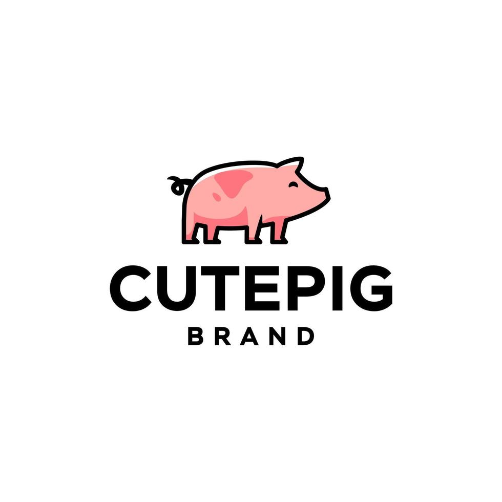mascote de logotipo de leitão de porco e ícone ou modelo de desenho animado vetor ilustração stock
