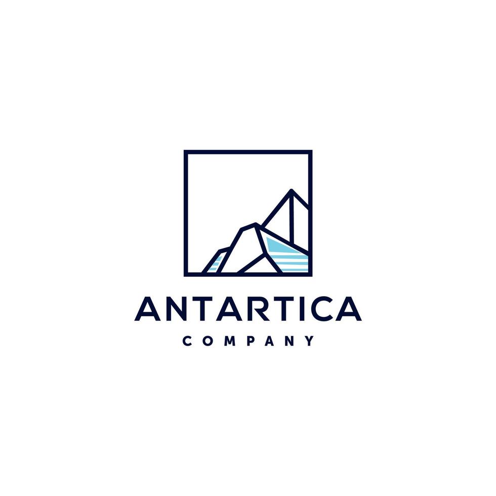 design de logotipo geométrico de iceberg em ilustração de estilo de linha linear da moda, logotipo de arte de contorno de pico de gelo de montanha abstrata vetor