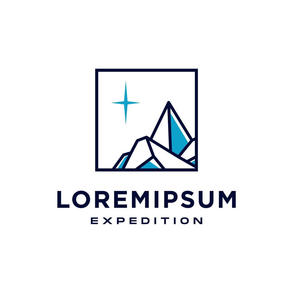 design de logotipo geométrico de iceberg em ilustração de estilo de linha linear da moda, logotipo de arte de contorno de pico de gelo de montanha abstrata vetor