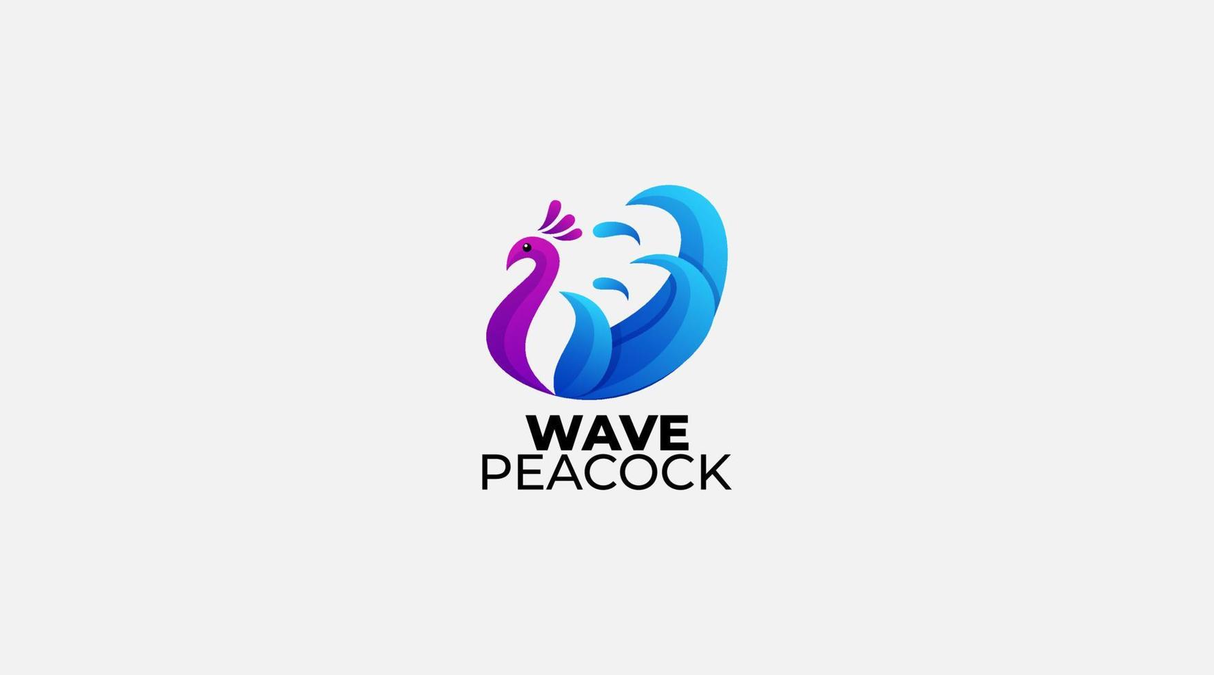 ilustração de design de logotipo de vetor de pavão de onda