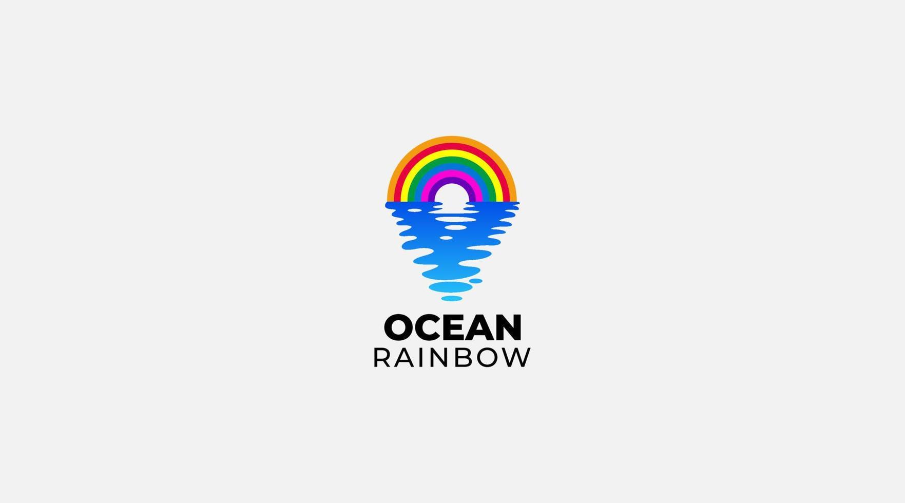 ícone de design de logotipo de vetor de arco-íris oceano gradiente