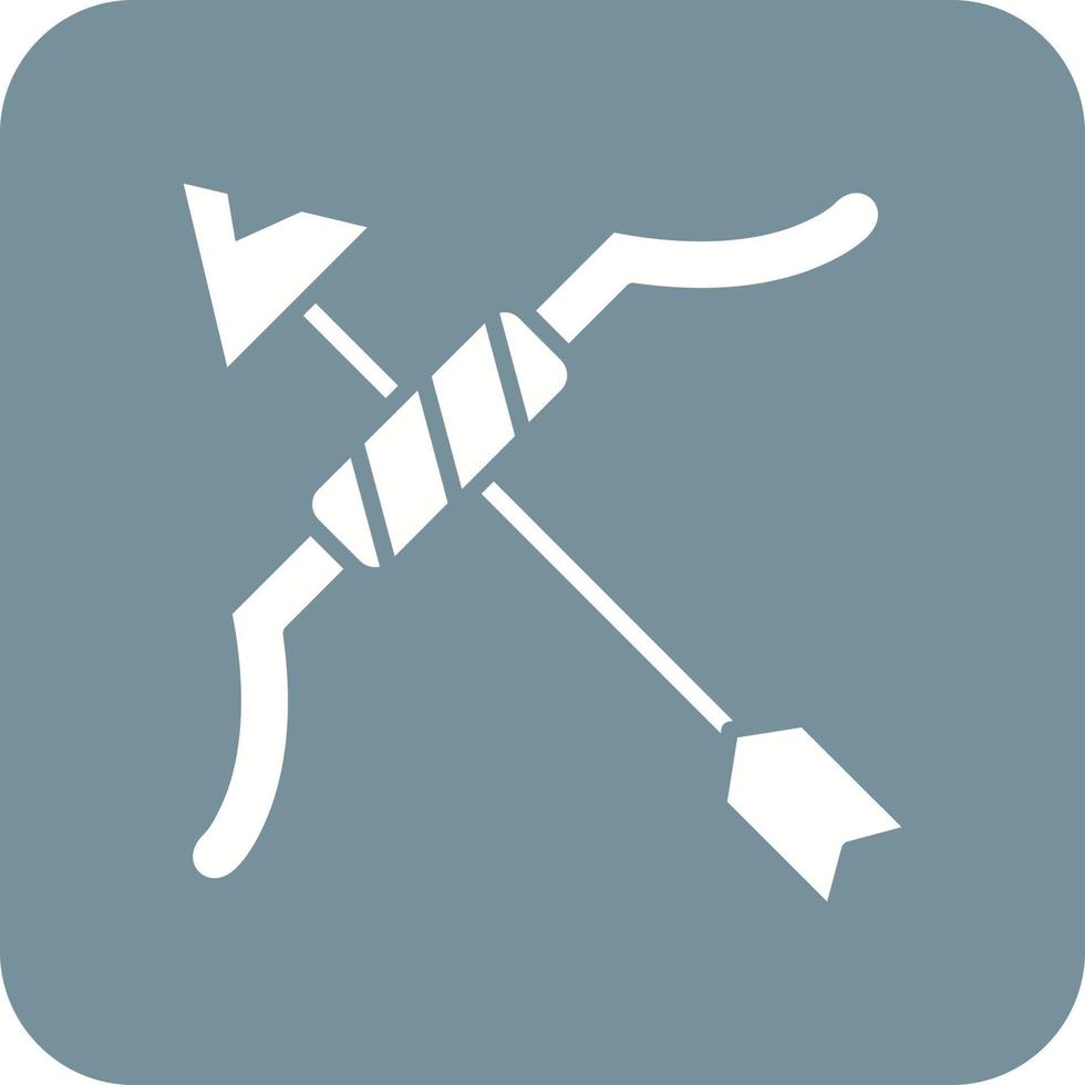 ícone de fundo de canto redondo de glifo de arco e flecha vetor