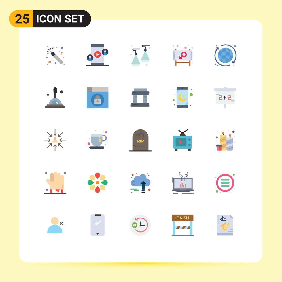 grupo de 25 sinais e símbolos de cores planas para elementos de design de vetores editáveis do dia do sinal de joias da internet
