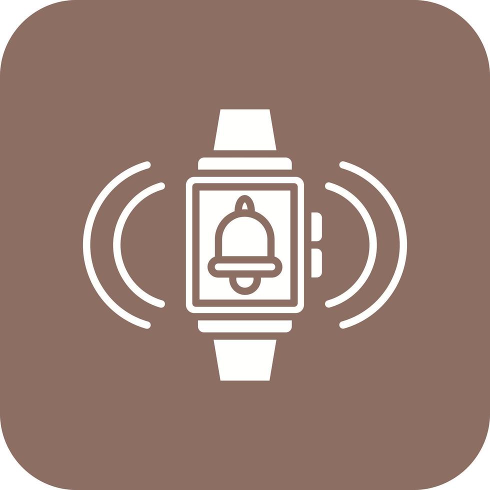 ícone de fundo do canto redondo do glifo de alarme do smartwatch vetor
