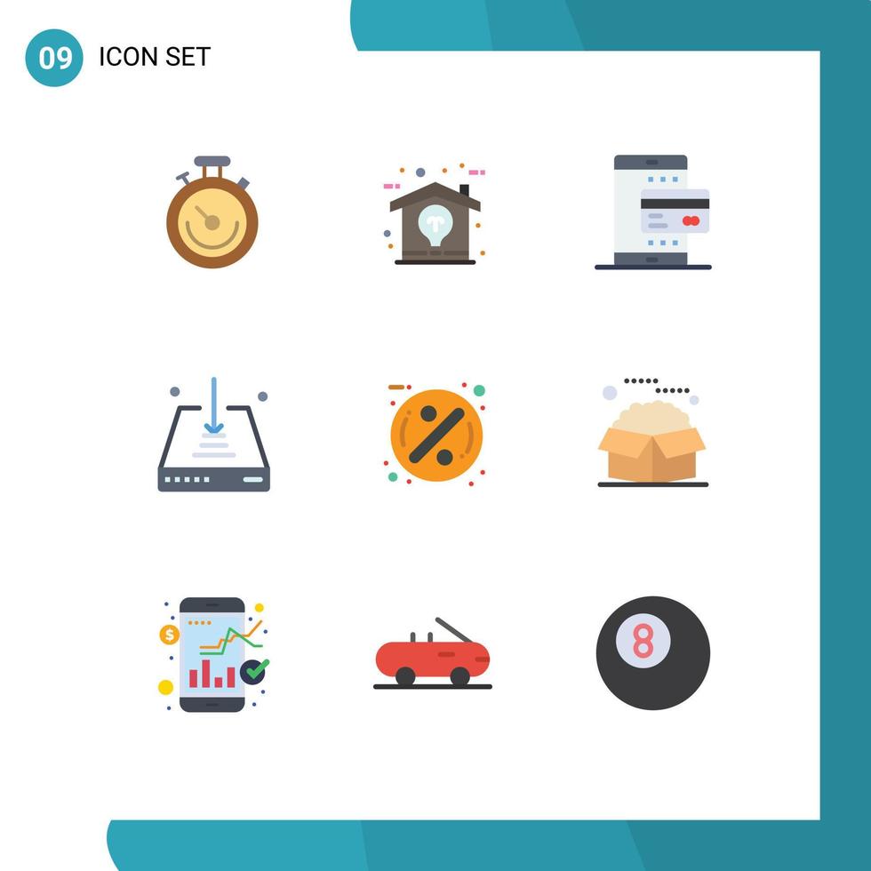 pacote de ícones vetoriais de estoque de 9 sinais e símbolos de linha para venda cartão de download para smartphone editável elementos de design vetorial vetor