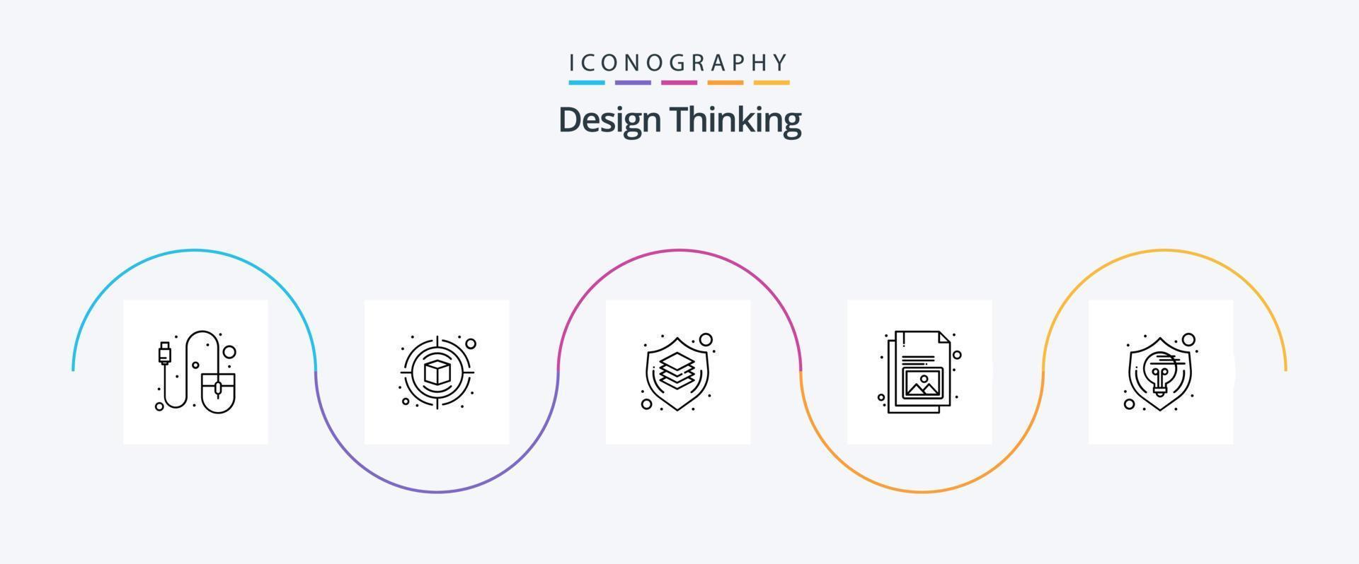 pacote de ícones de linha 5 de pensamento de design, incluindo criativo. galeria. cérebro. documento. pensamento vetor