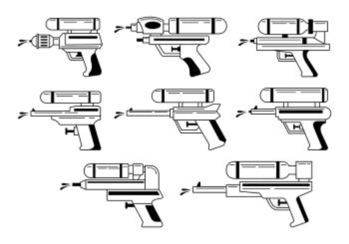 Conjunto de ícones de Watergun vetor