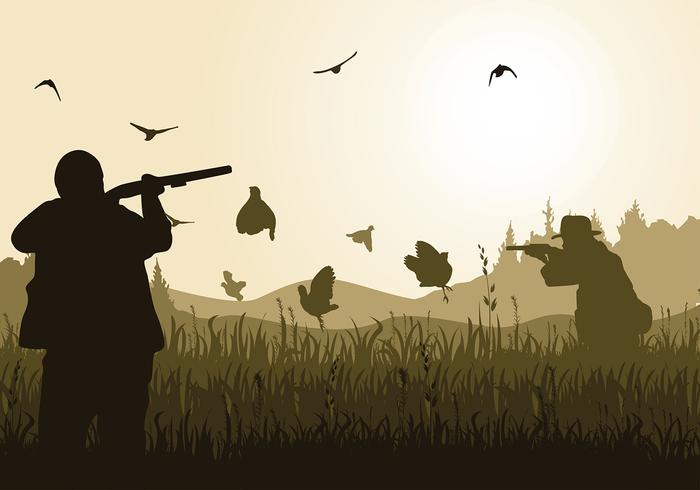 Quail bird hunting silhouette vector grátis