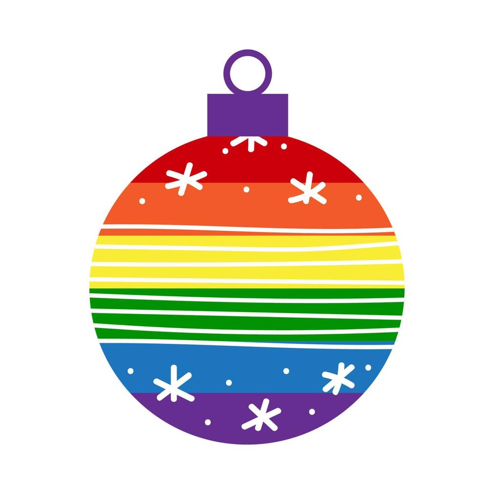 decoração de bola de natal lgbt arco-íris com ornamento vetor