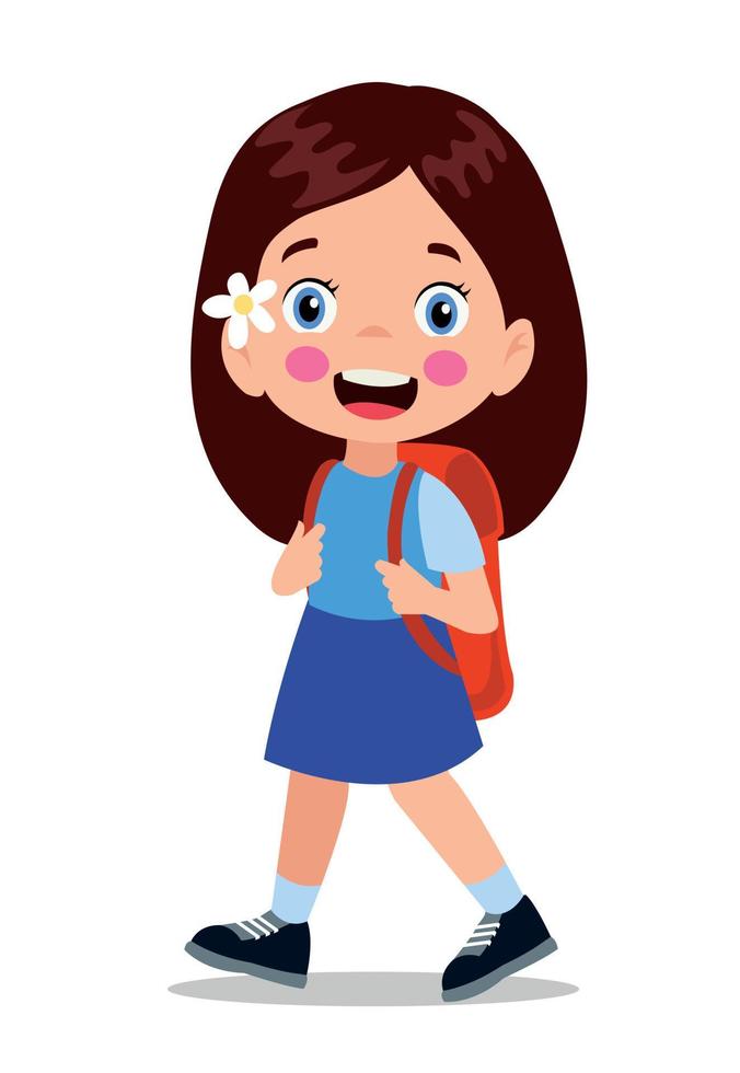 aluno caminhando para a escola com mochila vetor